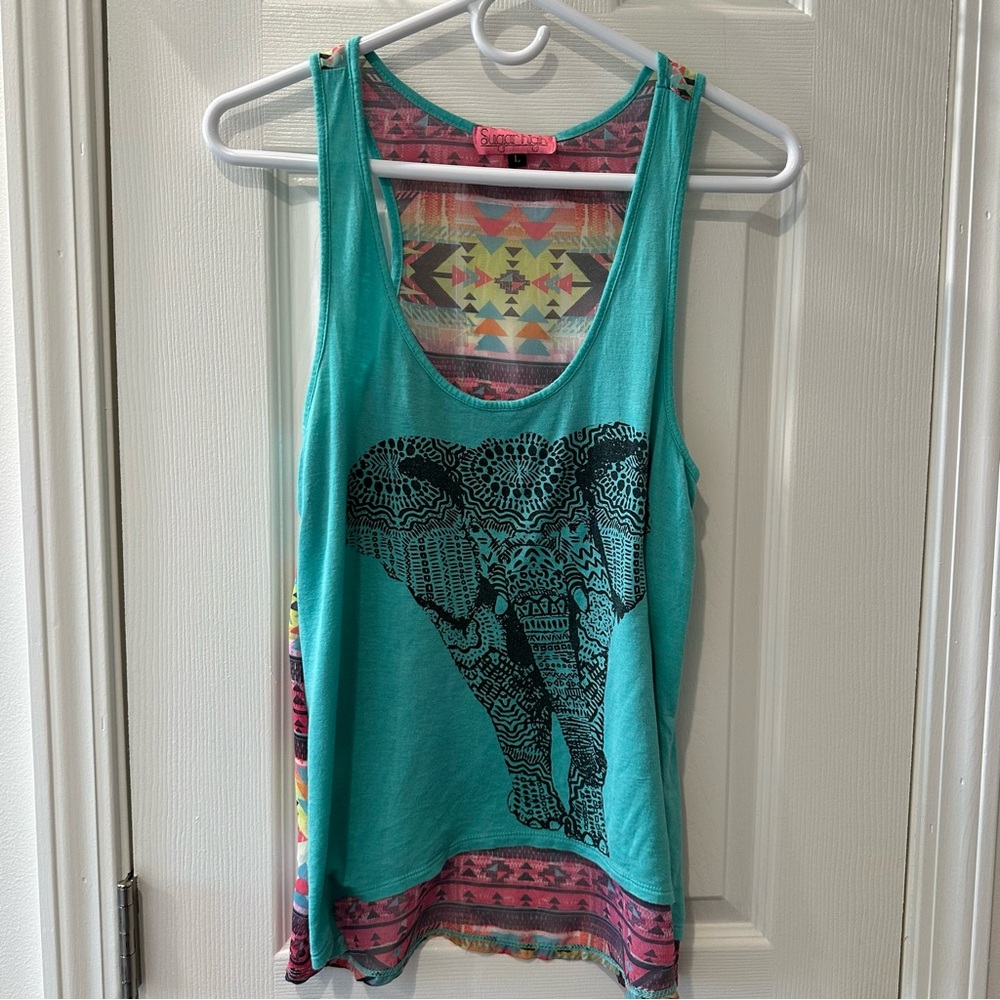 SUGAR HIGH size L Flowy sheer back tank